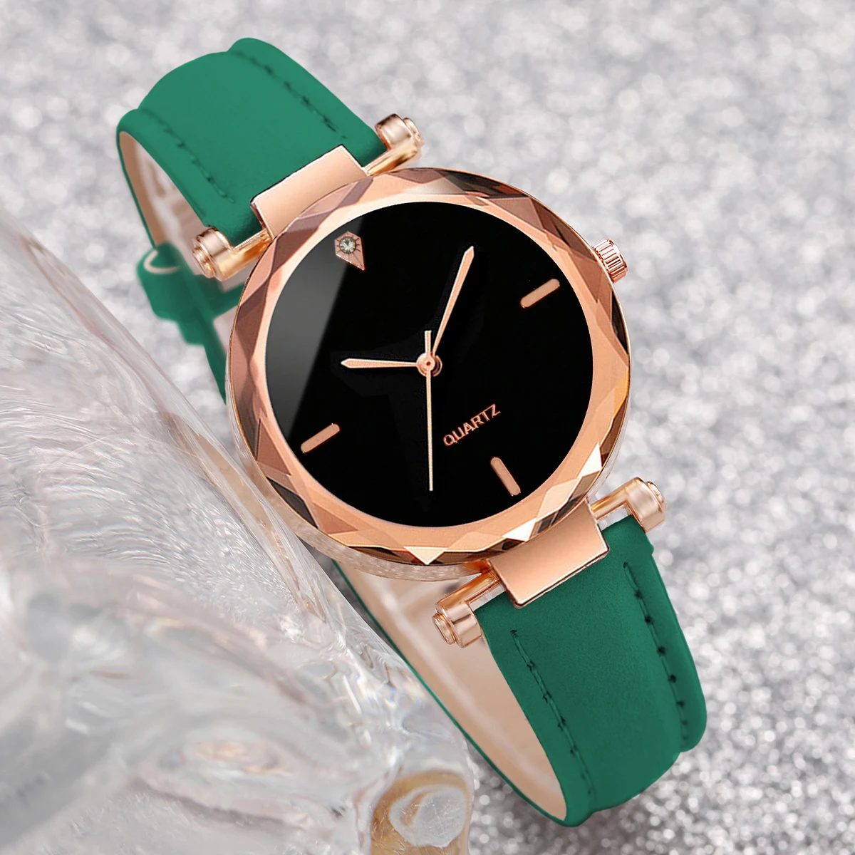 9PCS/Set Fashion Women Watches Simple Dial Quartz Watch Casual Leather Strap Ladies Wristwatches Reloj Mujer（Without Box）