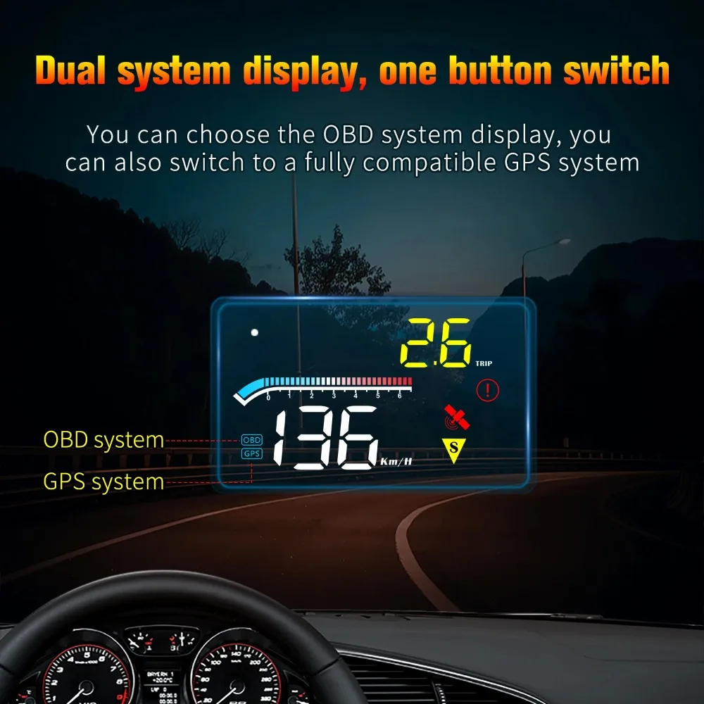For HUD Head Up Display Auto OBD2 GPS Dual System Projector Car Glass Security Water temp Alarm Electronic Accessories M17 OBD