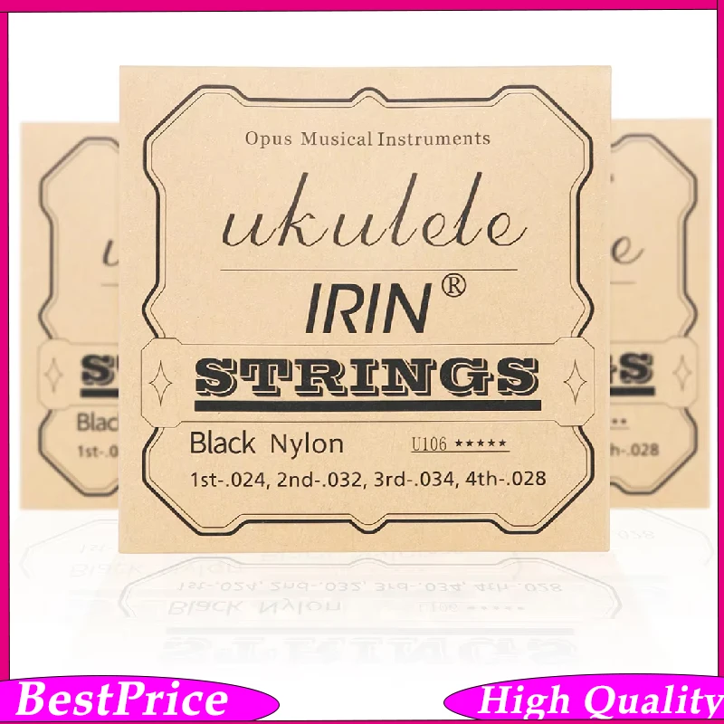 IRIN Ukulele String Black/Transparent Nylon Easy to Replace Durable Guitar String Accessoires 4 String Cardboard Box Packaging