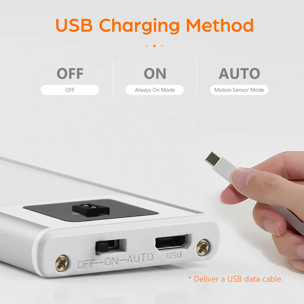 PIR مصباح شريط LED بمستشعر الحركة ، كنس يدوي ، USB قابل لإعادة الشحن ، ضوء ليلي مغناطيسي ، خزانة مطبخ ، خزانة ، 20 التعريفي ، 40 التعريفي