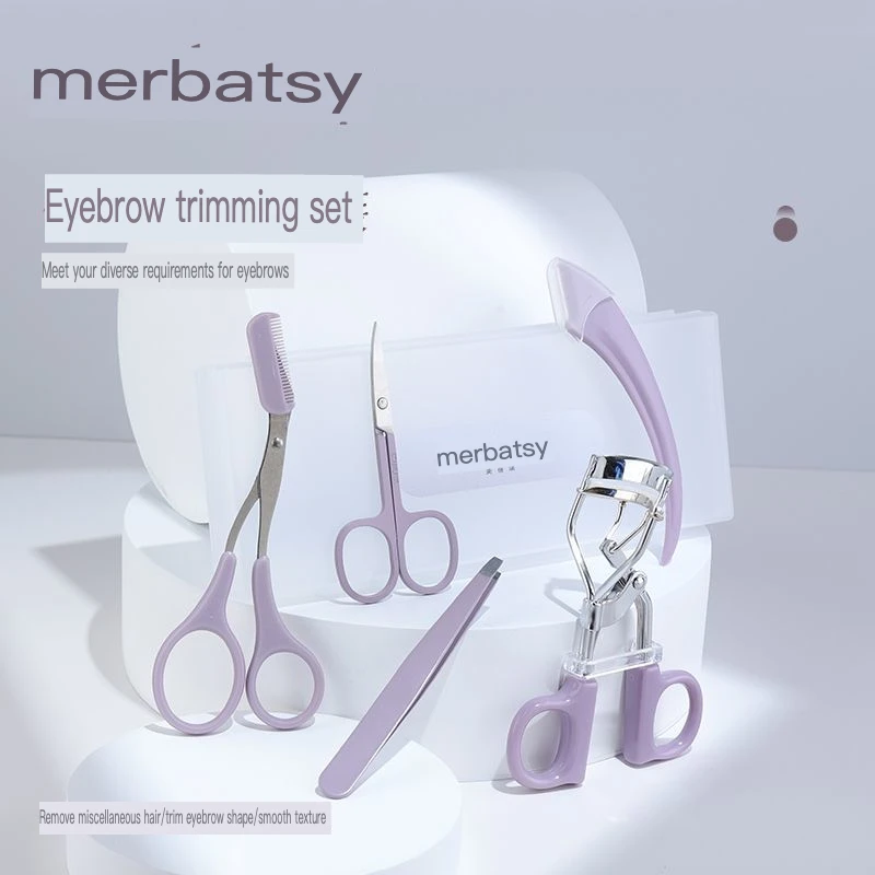 Eyebrow Trimmer Set, Women's Crescent Shaped Clipper, Trimming Tool, Scissors With Eyebrow Comb, Novice Eyelash Curler