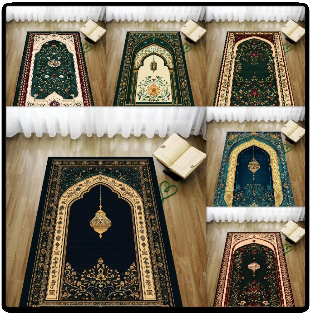 Elegant Lantern Floral Muslim Prayer Rug, Islamic Floral Design, Muslim Prayer Rug, Turkish Prayer Mat, Washable Mat NonSlip Mat