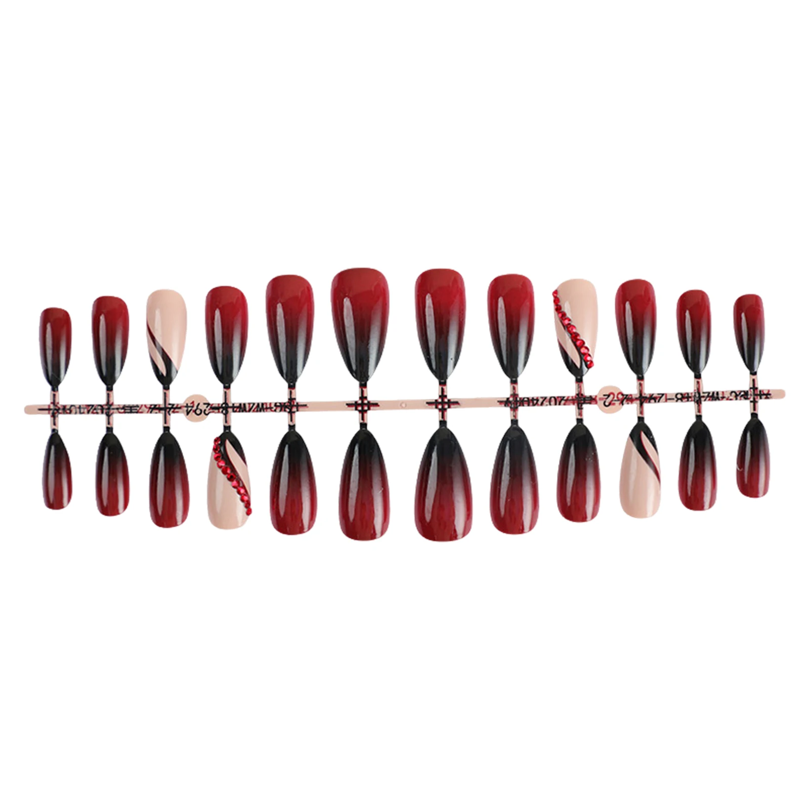 Artificial Nails Durable Press-On Nails for Wedding Party Elegant Gradient Almond Shaped Resin Manicure 24pcs Set