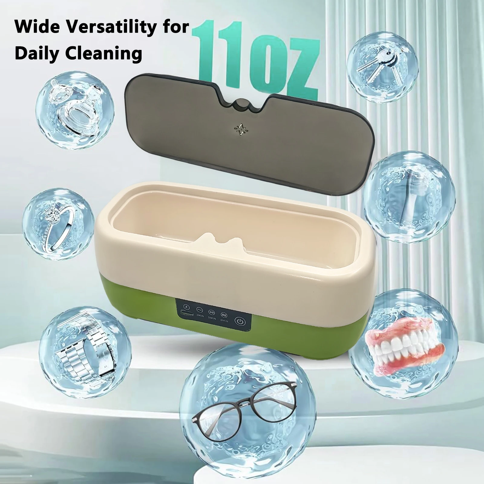 고주파 진동 클리너 스마트 타이밍 3가지 청소 모드 보석/젖꼭지/화장 도구/안경에 적합