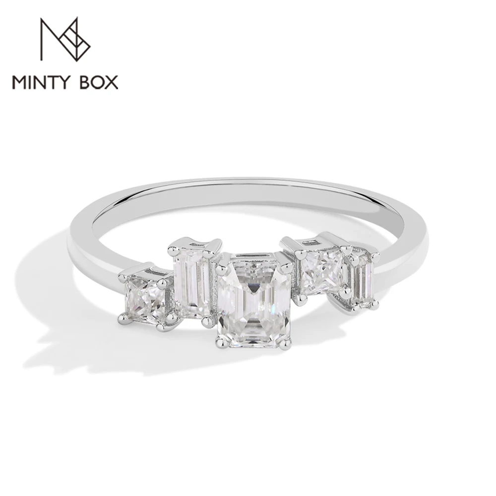 MINTYBOX Lab Grown Diamond Engagement Ring S925 Silver Irregular square Moissanite Rings For Women 18k Gold Plated Wedding Jewel