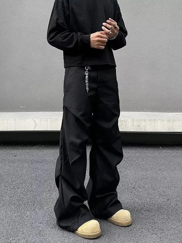 

Мужские брюки в американском ретро-стиле, свободные, широкие, драпированные, в пол, из полиэстера, прямого кроя, в стиле панк