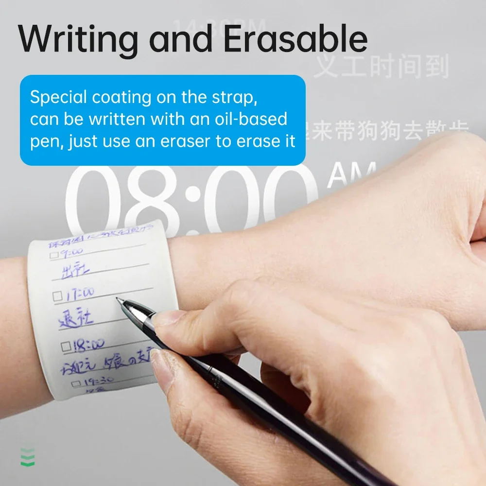 Wearable--Notepad Silicone Memo Erasable with Oil-based Pen Waterproof to Do List Stap and Ruler Wrist Band Reminder Bracelet