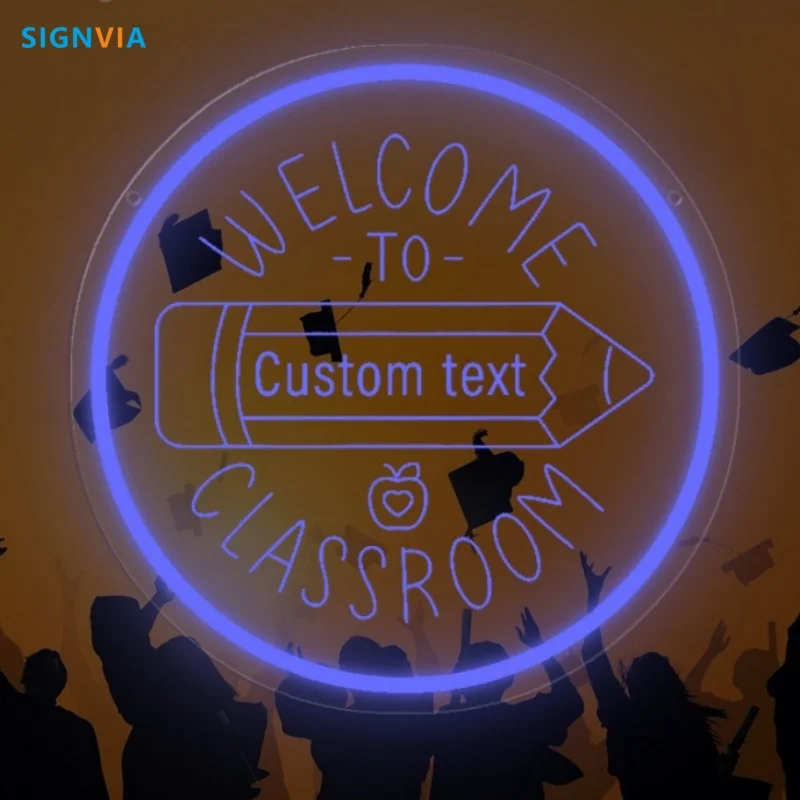 Customizable "Welcome to Classroom" Neon Sign USB-Powered Wall Light with Switch Multipurpose Decoration for School & Study Room