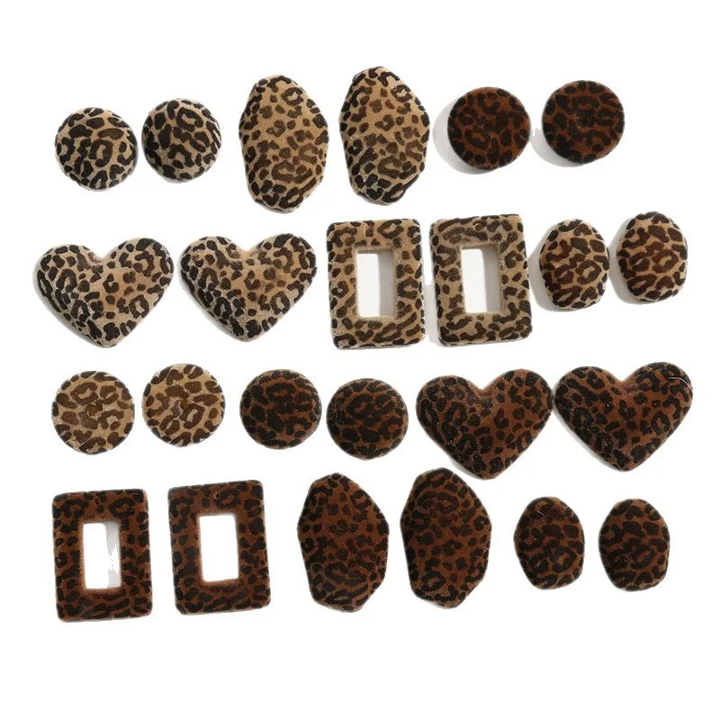 

Winter style 50pcs/lot leopard pattern print geometry Irregular shape resin cabochon beads diy jewelry garment hair accessory