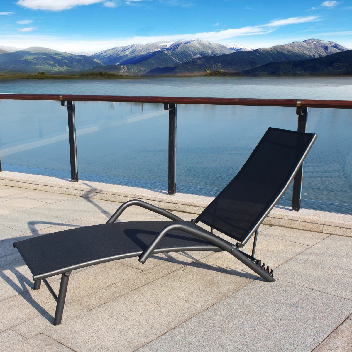 Terrasse Lounge Am Pool Liege Schwarz [US-Lager]