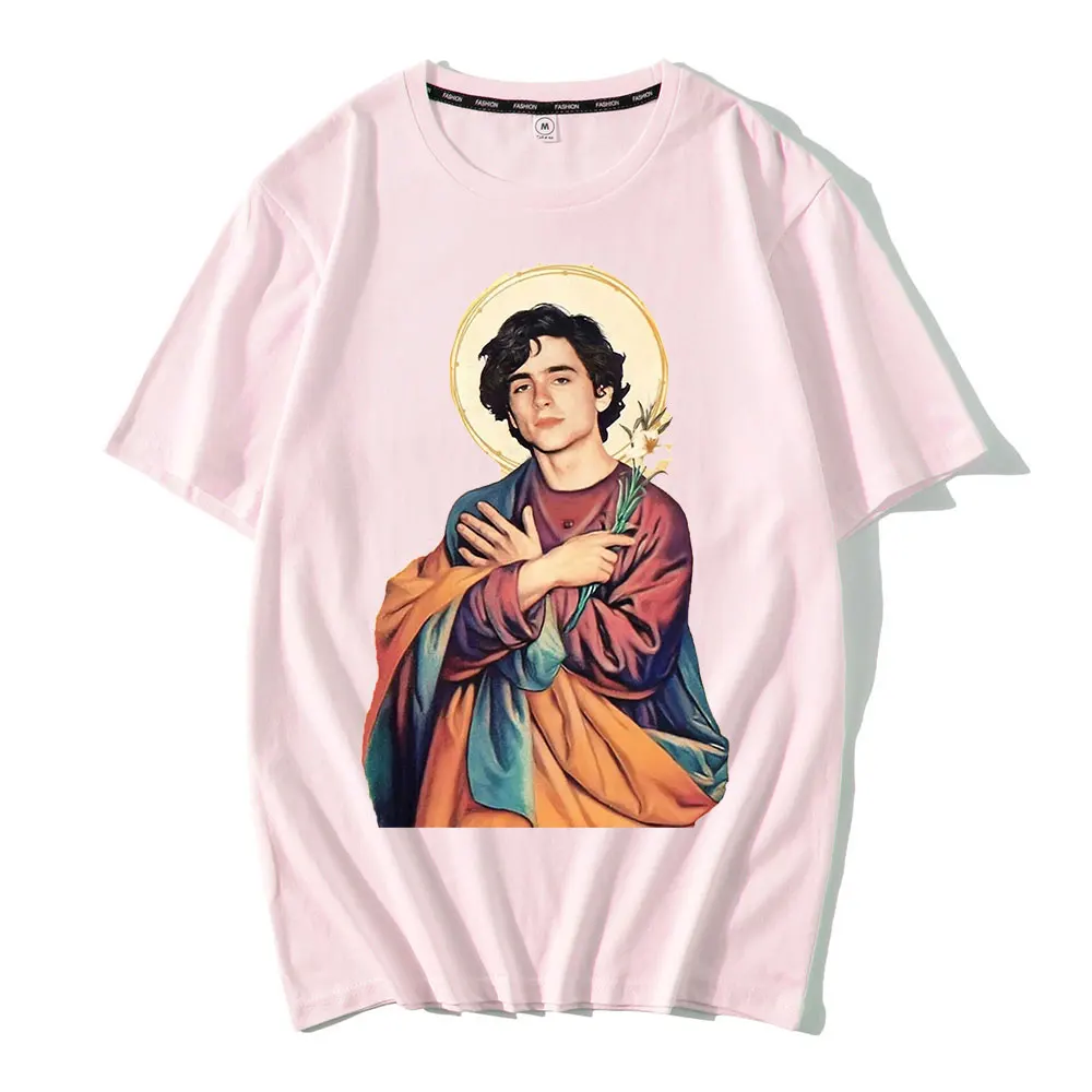 Timothee Chalamet Saint Men Fashion Top T Shirt Short Sleeve Retro 90s TV Fan Unisex Summer Trend Soft Casual Oversized T-shirt