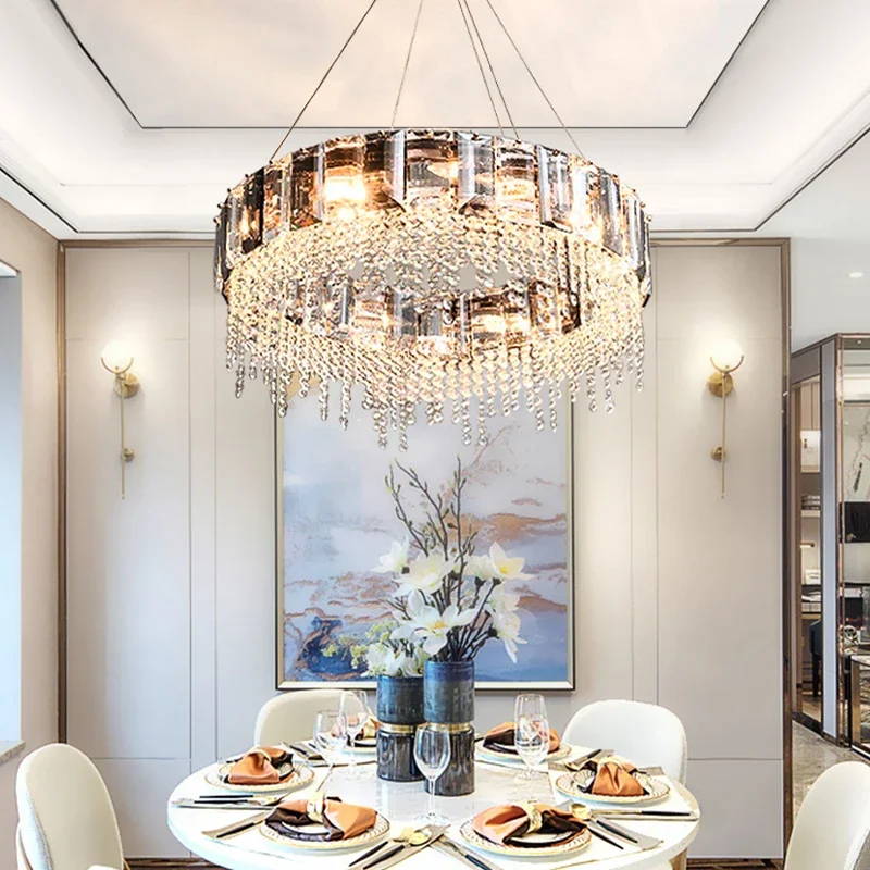 

Modern Crystal Ceiling Light Pendant Chandelier For Restaurant Living Room Bedroom Nordic Lustre Led Lights Suspension Luminaire