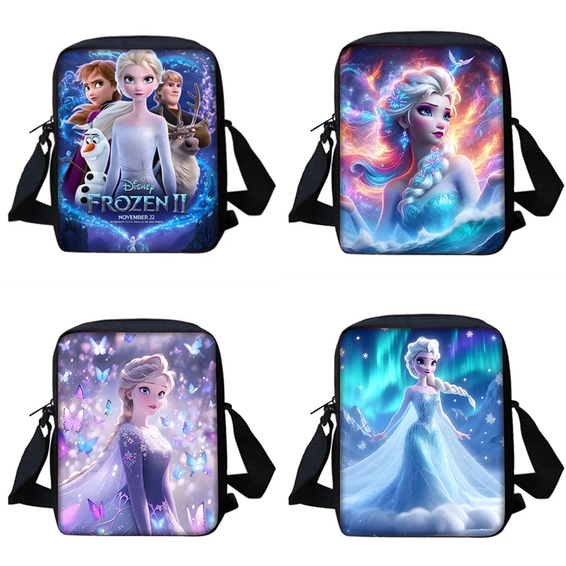 Boy Girls Anime Frozen Princess Elsa Printed Shoulder Messenger Bag Child Casual Handbag Men Women Phone Bag Shopping Bag