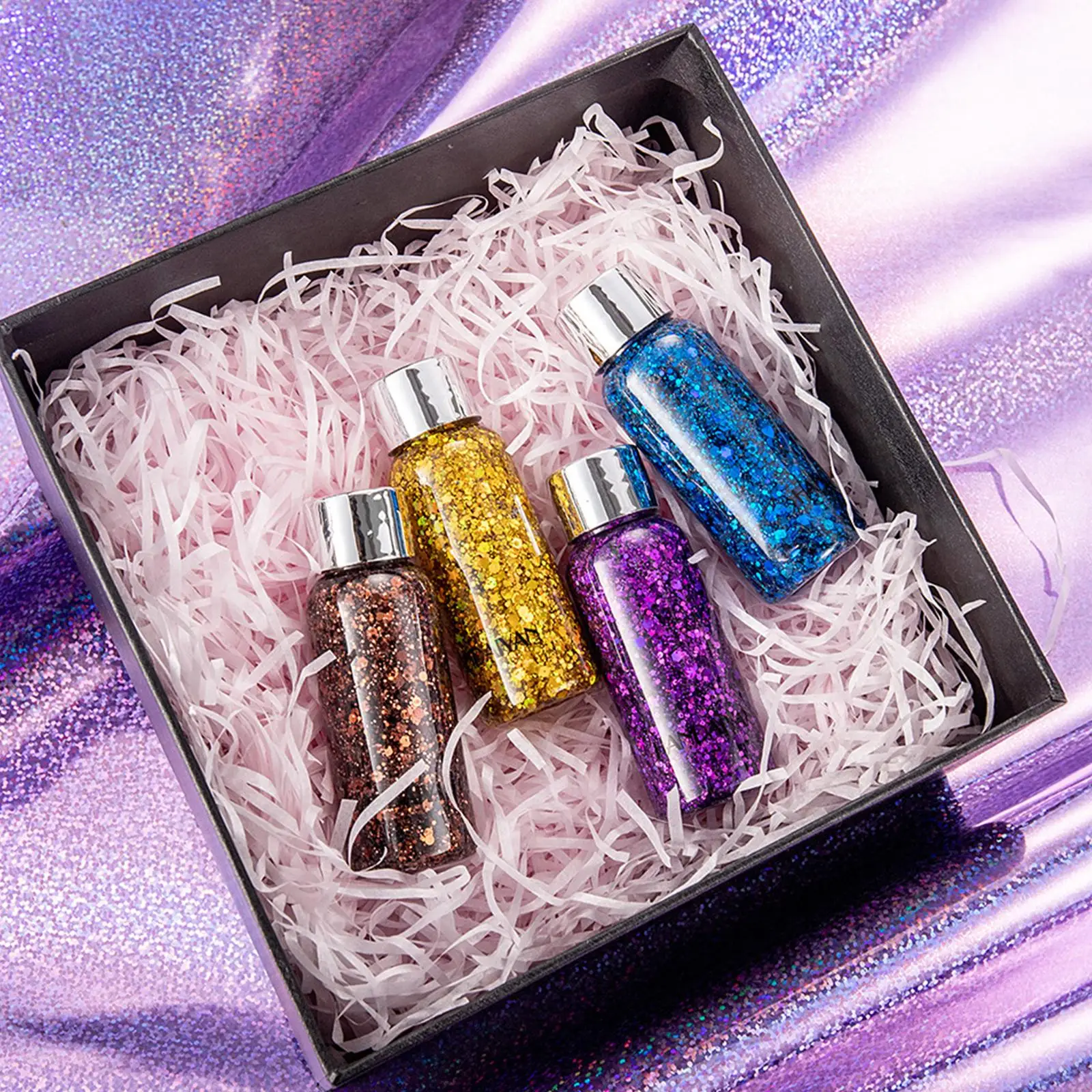 Ombretto liquido a lunga durata in gel glitterato per il corpo a sirena impermeabile con grandi paillettes per capelli e scintille per il corpo