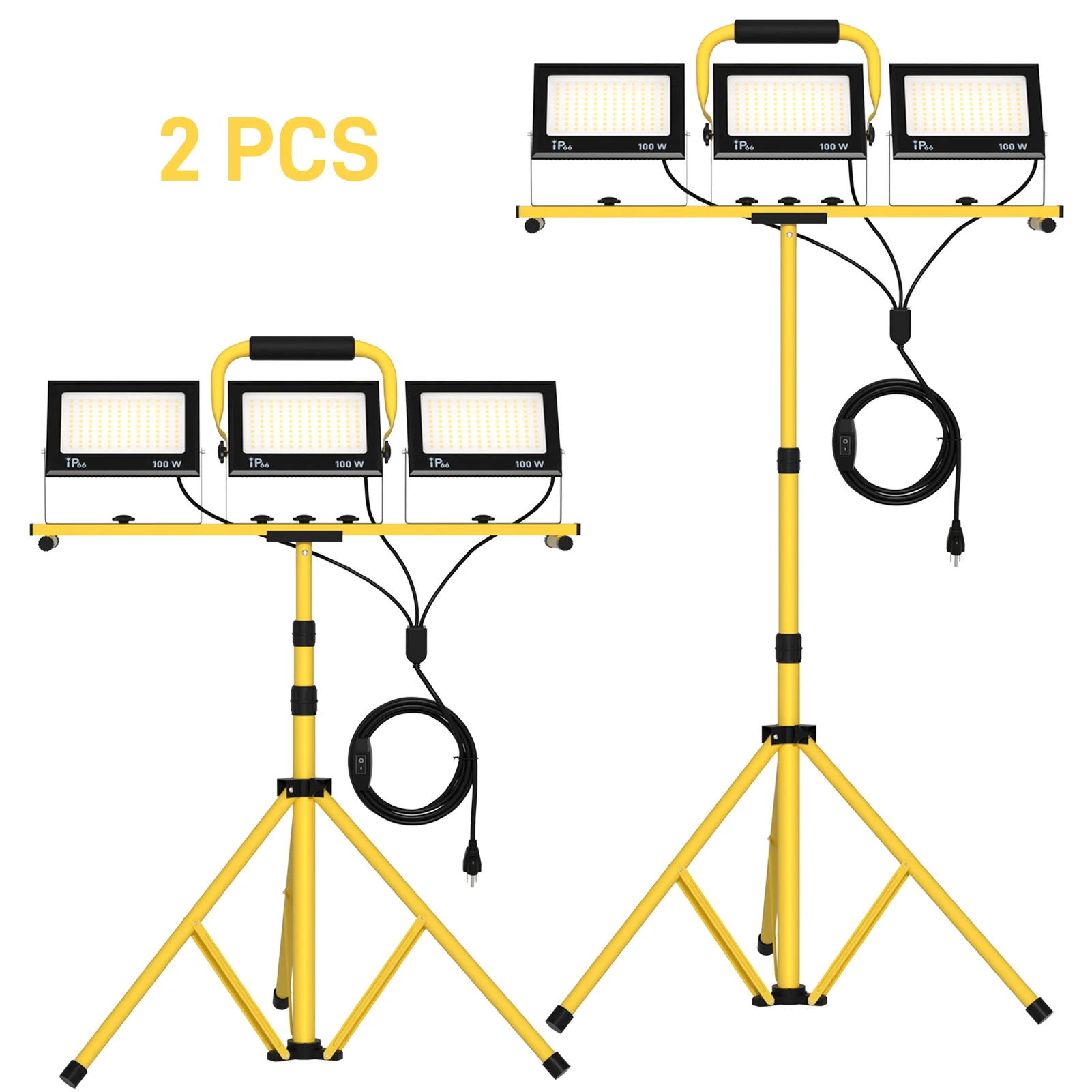 

2PCS LED work light mobile bracket outdoor repair searchlight construction site lighting municipal power input light