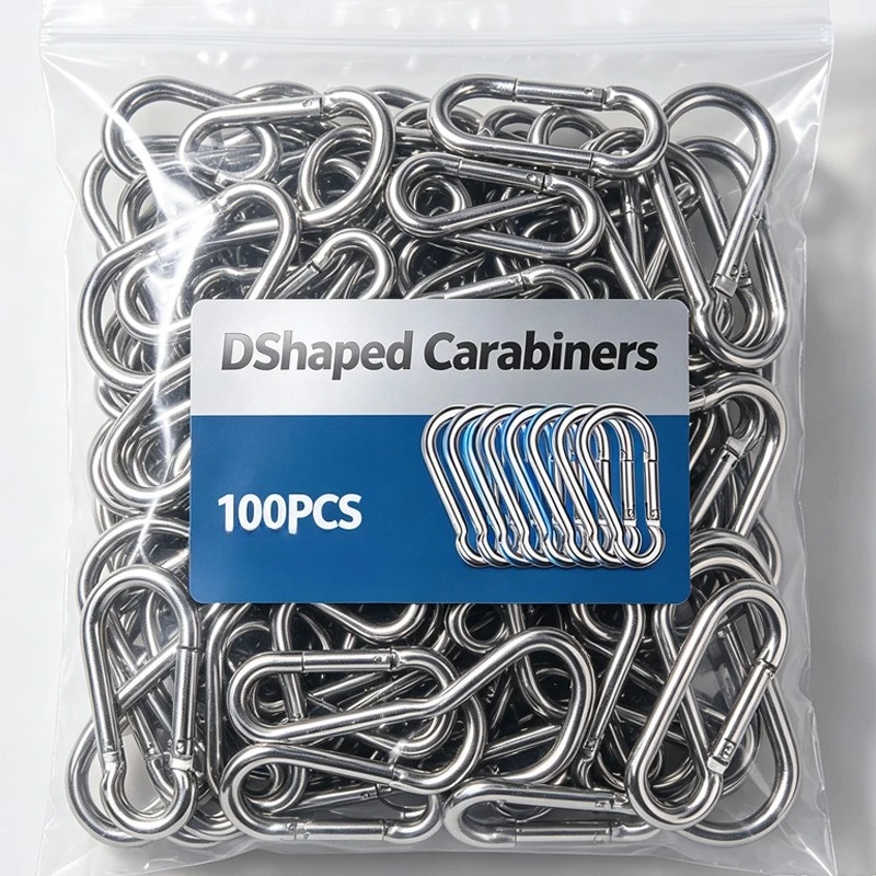 1/100Pcs Mini Carabiner Keychain Aluminum Alloy D Ring Buckle Spring Snap Hook Clip Outdoors Camping Hiking Travel Tool Key Ring