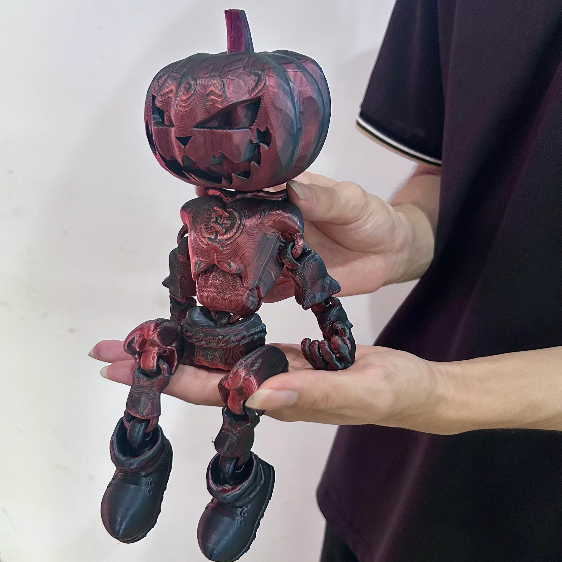 3D-gedruckter Kürbis-Mann mit beweglichen Gelenken, Tiermodell, Dekoration für Zuhause, Schreibtisch, Ornament, Geschenk, Sammlerfigur, 2 Stück, 26,5 cm/10,43 Zoll, 16,5 cm/6,5 Zoll
