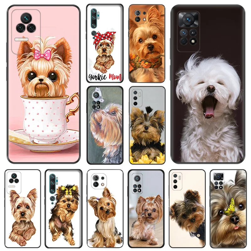 Soft Case for Redmi Note 11 11S 10 Lite 10S 12 12s Note11 Pro 5G 9 9T 8 8T 7 9S Yorkshire Terrier Dog Black Phone Cases Cover