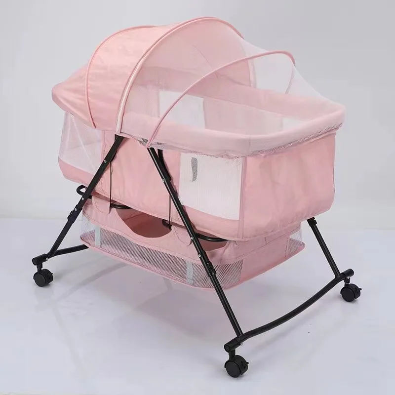 Baby crib Multi-functional splicing queen bed Comfortable folding mobile portable outdoor baby cradle bed