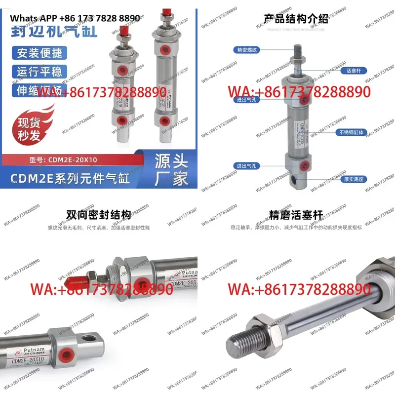 Mini Cylinder CDM2E-20X10 for Edge Banding Machine Stainless Steel Single Rod Double Action for Punan Putnam