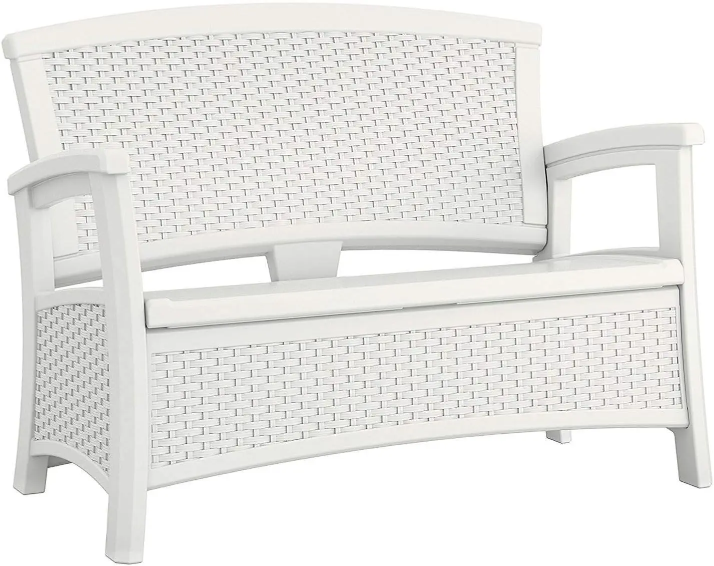 Suncast Elements Stylish Lightweight Loveseat Outdoor Seating with Convenient Built In Universal Storage, and All Weather