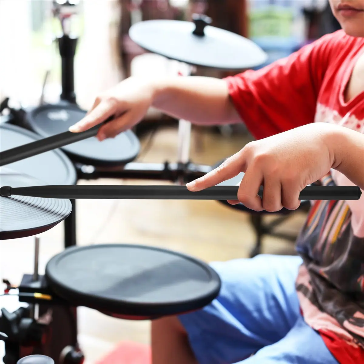 【black huodong】1Pair 5A Carbon Drumsticks Non-Slip Professional Drum Sticks Musical Instrument Percussion Accessories