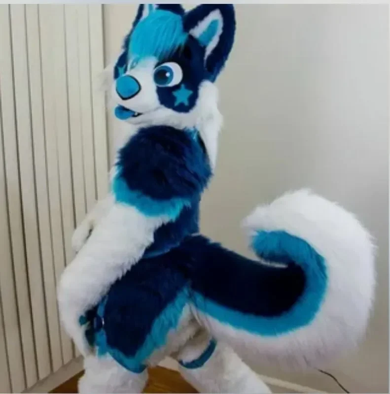 Christmas Blue White Fursuit Husky Fox Dog Mascot Costume Halloween Christmas Fancy Party Animal Cartoon Character Outfit Sui