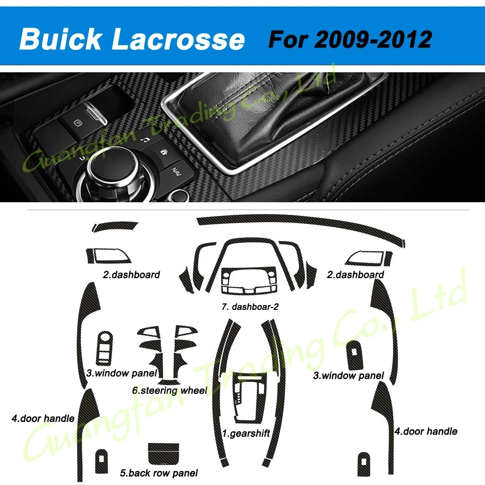 Car-Styling 3D/5D Carbon Fiber Car Interior Center Console Color Change Molding Sticker Decals For Buick Lacrosse 2009-2012