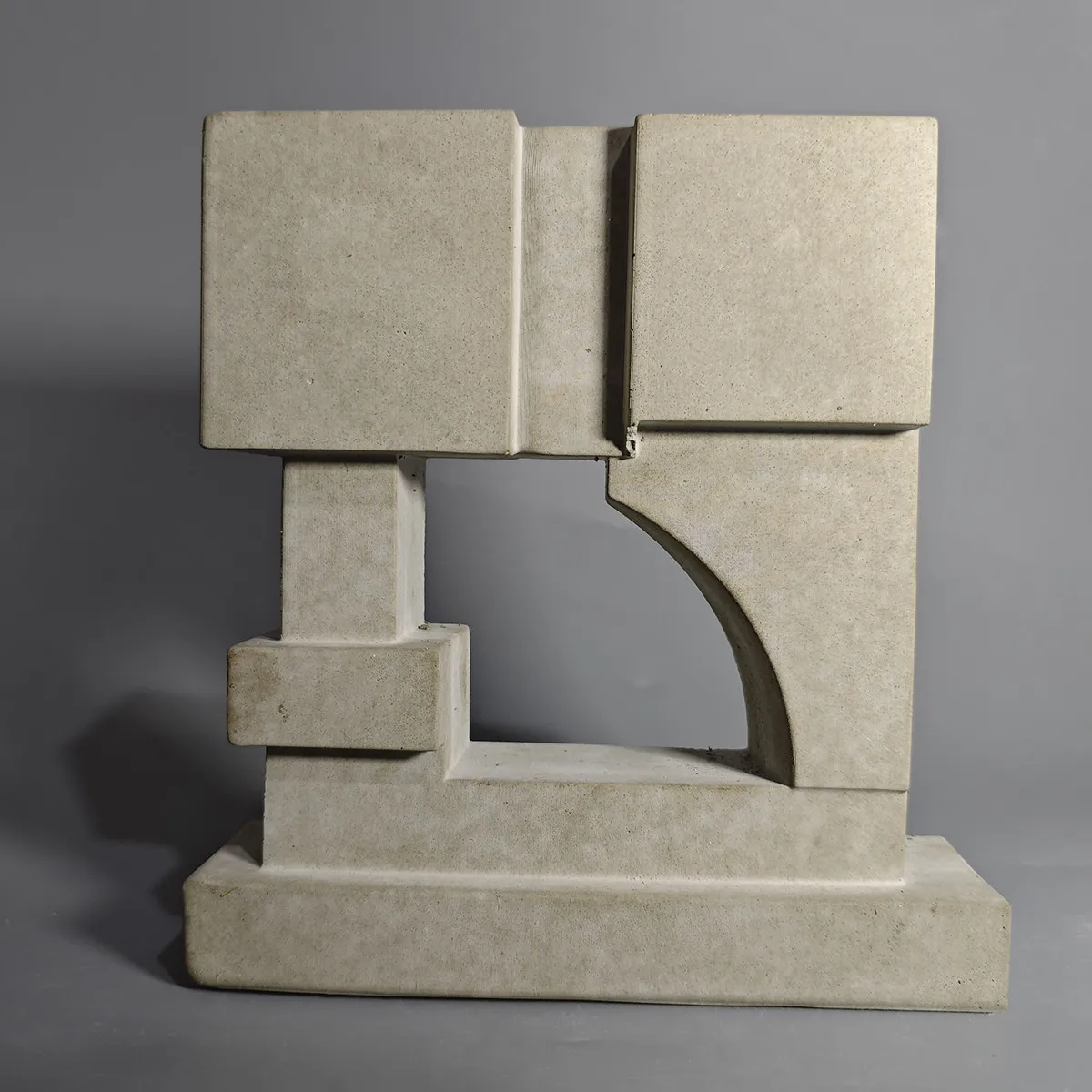 Minimalist geometric architectural shallow relief cement/plaster three-dimensional art piece, Nordic decorative item