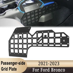 Central Control Gear Shift Passenger Side Hanging Grid Plate for Ford Bronco 2021 2022 2023+ 4 Door 2 Door Storage Accessories
