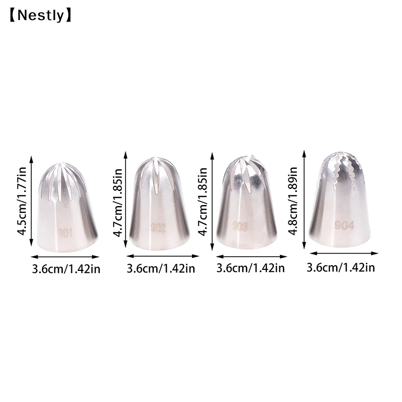 901 902 903 904 Stainless Steel Large Size Close Star Piping Nozzle Cream Icing Tips Cake Fondant Kitchen Baking Tool〔Nest〕