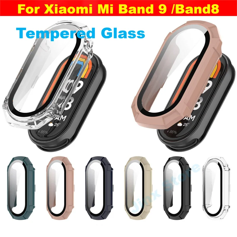 Tempered Glass Case For Xiaomi Mi Band 9 8 NFC Ceramic Smart Watch Strap Bumper Cover Band9 Band8 Screen Protector Accessories