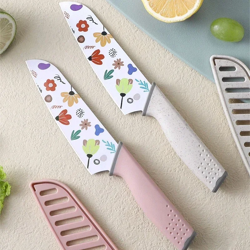 Portable Fruit Knife Sharp Printed Vegetable Knife Home Kitchen Use Stainless Steel Fruit Knife TB9195