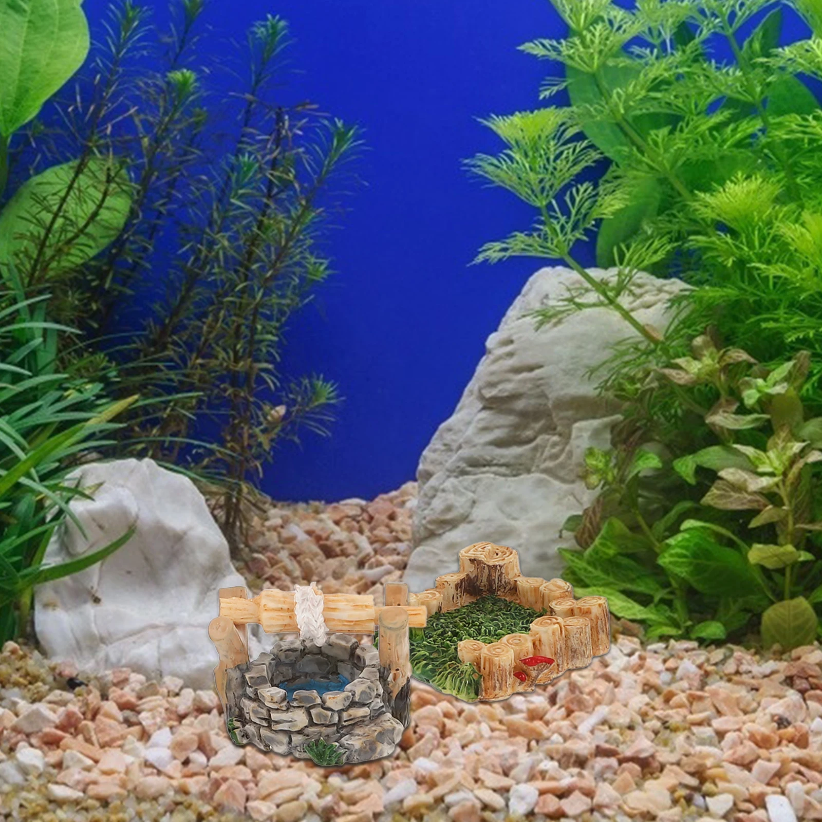 

5Pcs Lifelike Micro Landscape Retro Resin Ornaments Including Bridge and Water Pool