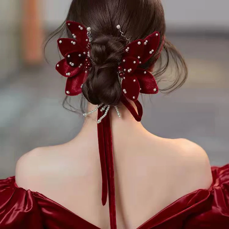 Acessórios para o cabelo de noiva casamento acessórios para o cabelo feminino noivado headpiece nupcial hairbands vinho tinto romântico jóias