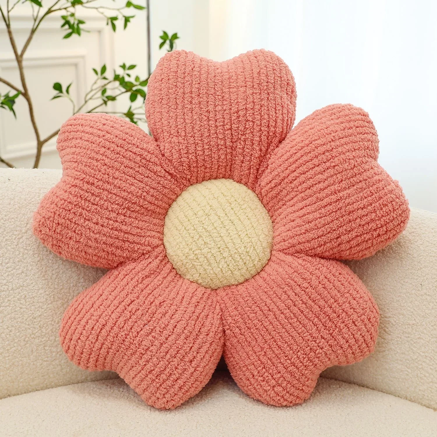 Stuffed Five Petal Flower Cushion Girly Room Decoration Plant Cushion Bay Window Pink Flower Set Kids Bedroom Seat Pillow Gift