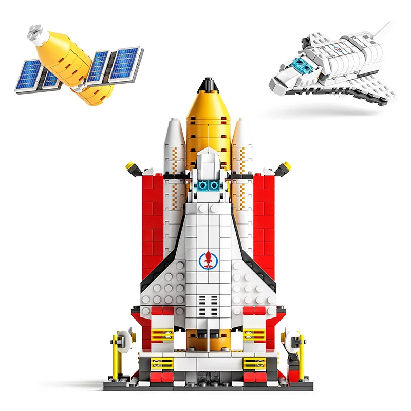 1000PCS 6IN1 Space Aerospace Launch Rocket Building Block for Children Kids Gifts City Buidling Blocks Toy