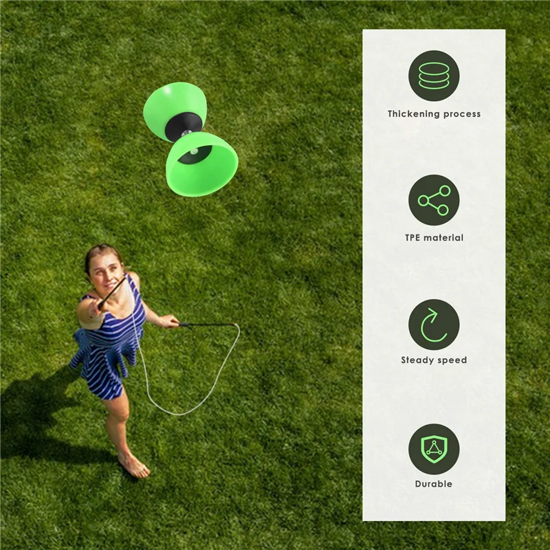 AS96-Cola de plástico diabolo malabarismo giratório chinês yo clássico com palitos de mão verde