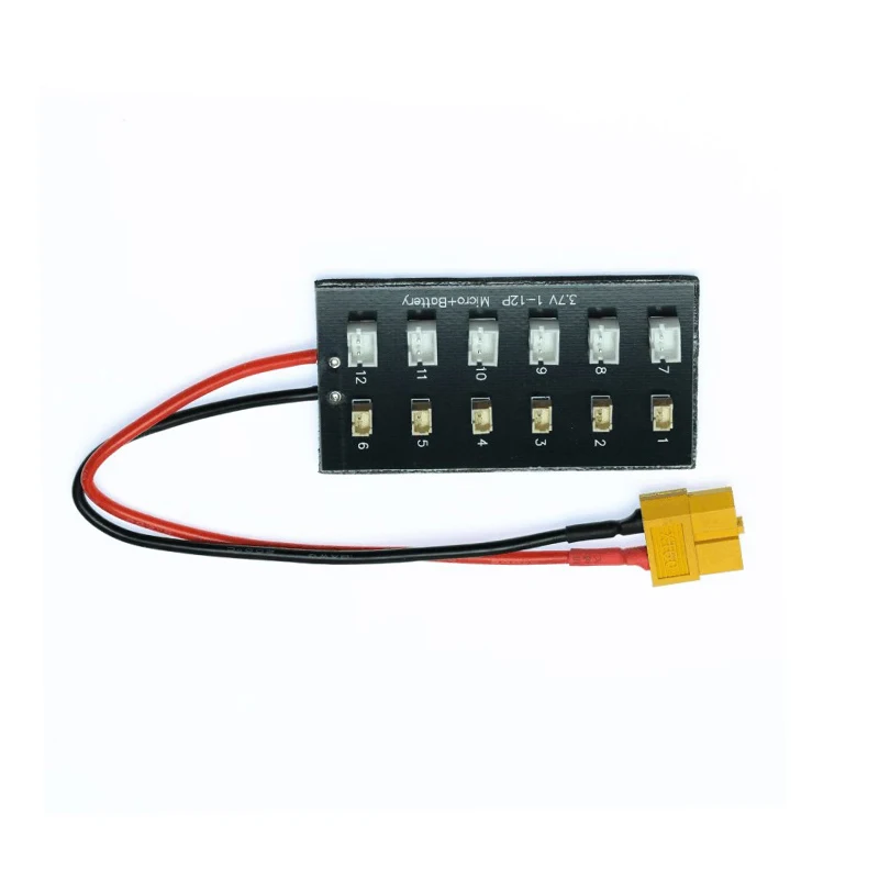 RC Charging Balance Board with Micro JST 1.25 and JST-PH XT60 Charge Lead for 1S Lipo 12 Port : 6x MCX, MSR & 6x MCPX