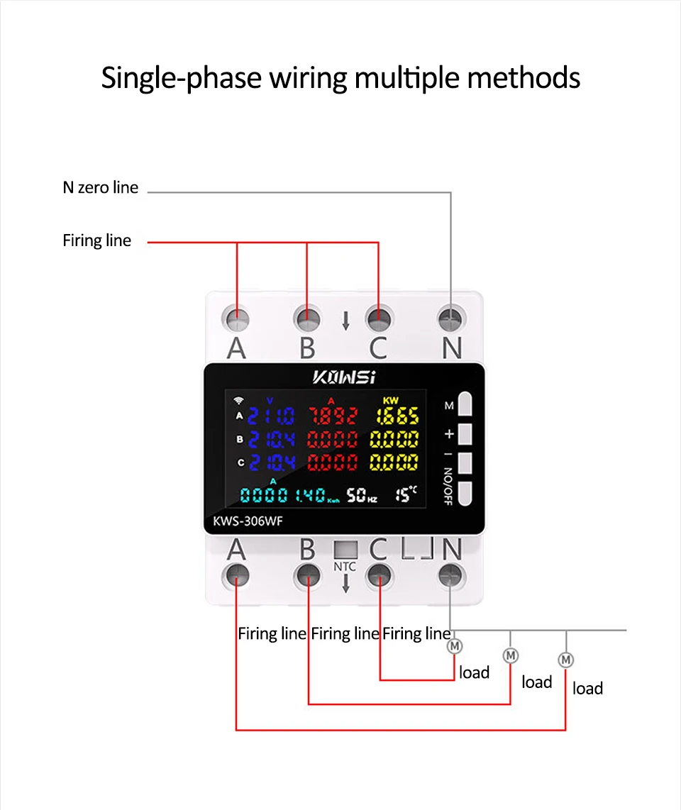TUYA Wifi Power Energy Meter AC Monitor AC 85-290V 80A 3 Phase 4-draht DIN Schiene über Unter Spannung Schutz Strom Meter – Detail 15