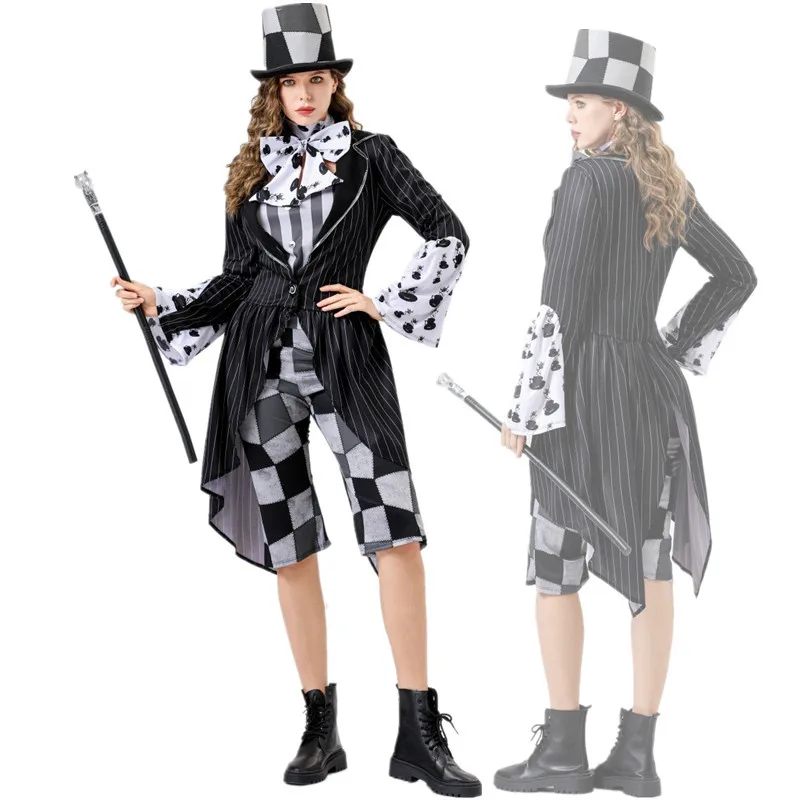 

Halloween Alice in Wonderland Mad Hatter Cosplay Costume Set Trainer Magician Role-playing Outfit Polyester Fiber 100%
