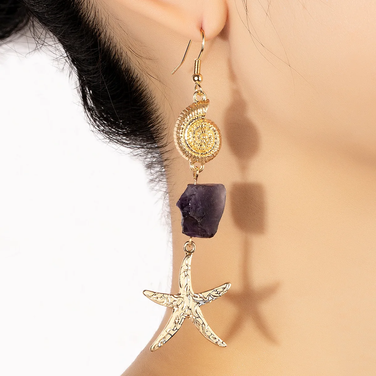 

Simple Starfi ell Stone Mosaic Women's Earrings Faion Jewelry Ele mat Design Cross-Border Accories