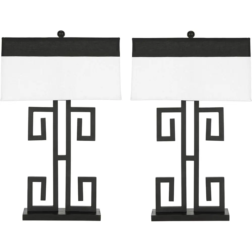 Greek Key Design LED Table Lamp Set, 28-inch, for Bedroom, Living Room, Office, Nightstand (2-Pack with Bulbs)