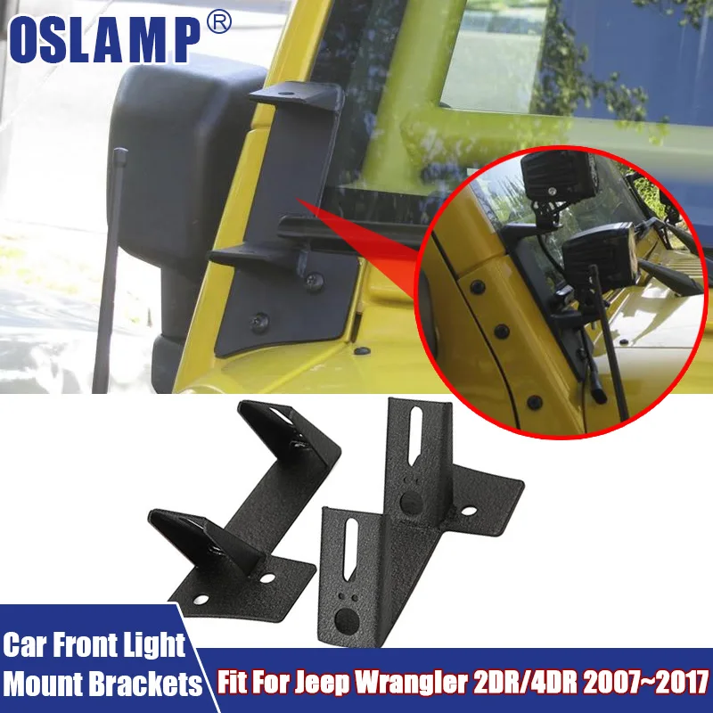 Oslamp Universal workLight Windshield A-pillar Mount Bracket Kit LED Spotlight Driving Light for Jeep Wrangler 2DR 4DR 2007~2015