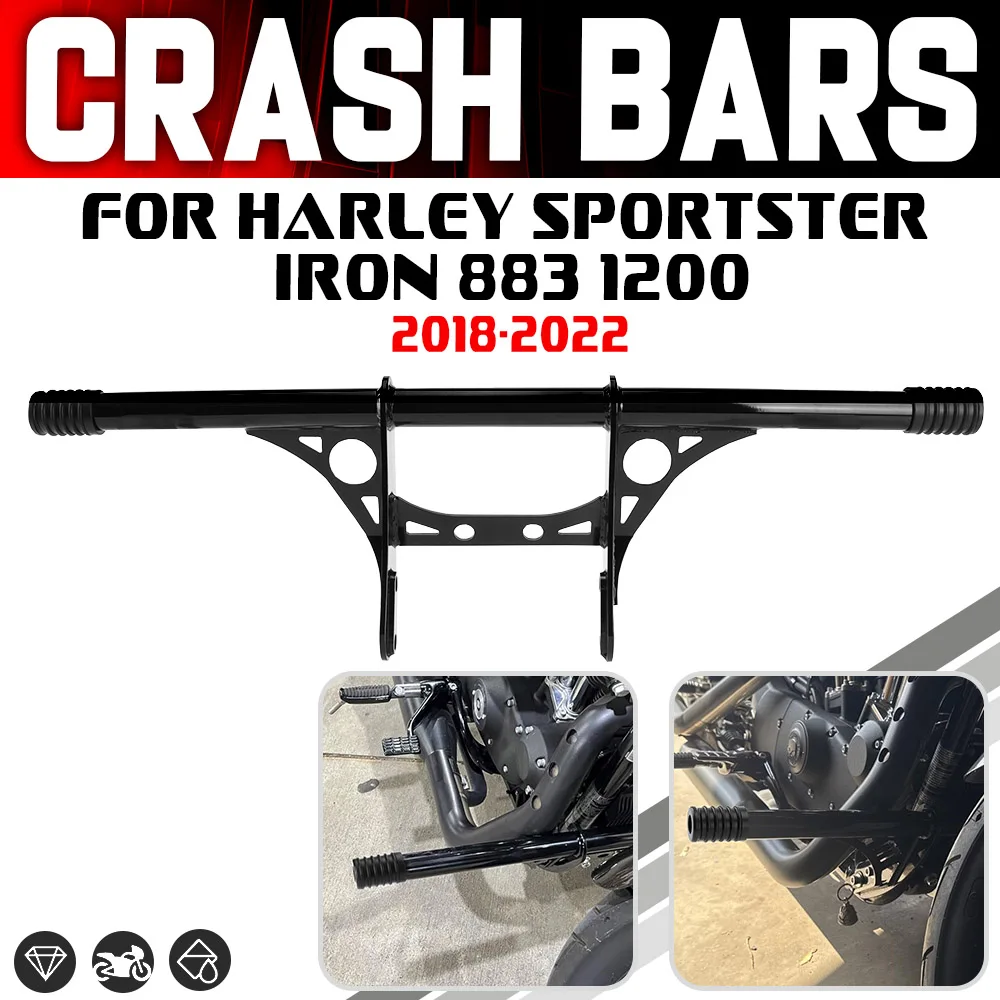 

Motorcycle Black Front Engine Guard Highway Peg Crash Bar Steel Falling Protection For Harley Sportster XL 883 1200 Iron 2018-22