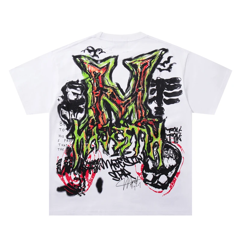 MAJESTIK American High Street Trend Brand New Hot Diamond Men Women Print Short Sleeve High Quality Cotton T-shirt