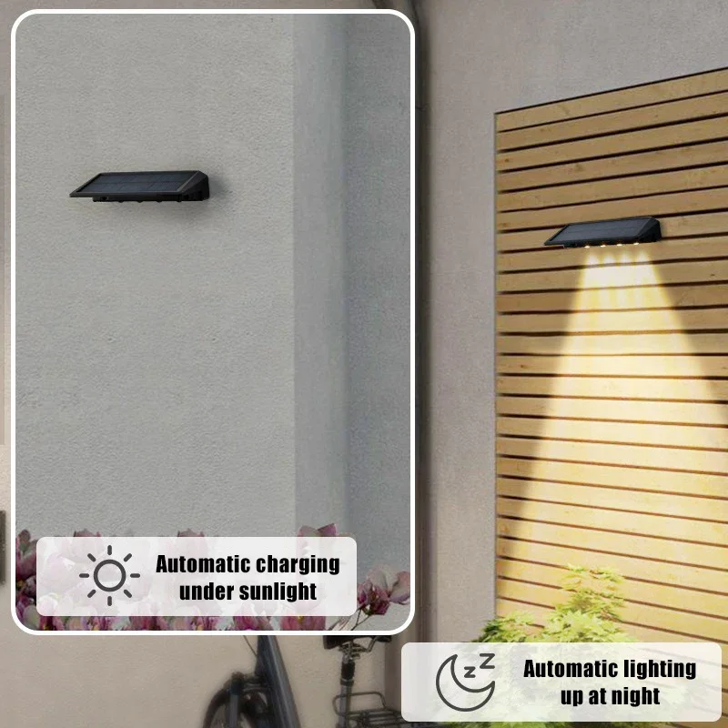 ضوء الجدار الشمسي في الهواء الطلق LED مصباح السياج في الهواء الطلق إضاءة مقاومة للماء لتزيين الفناء إضاءة الجدار الخارجي للحديقة