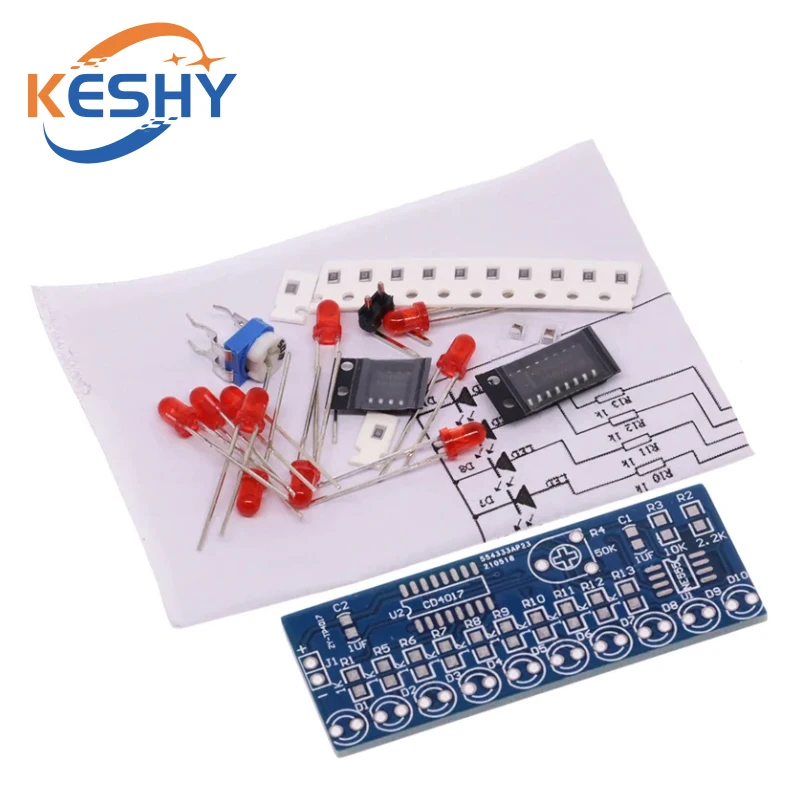 Smart Electronics Kits NE555+CD4017 Light Water Flowing Light LED Module DIY Kit