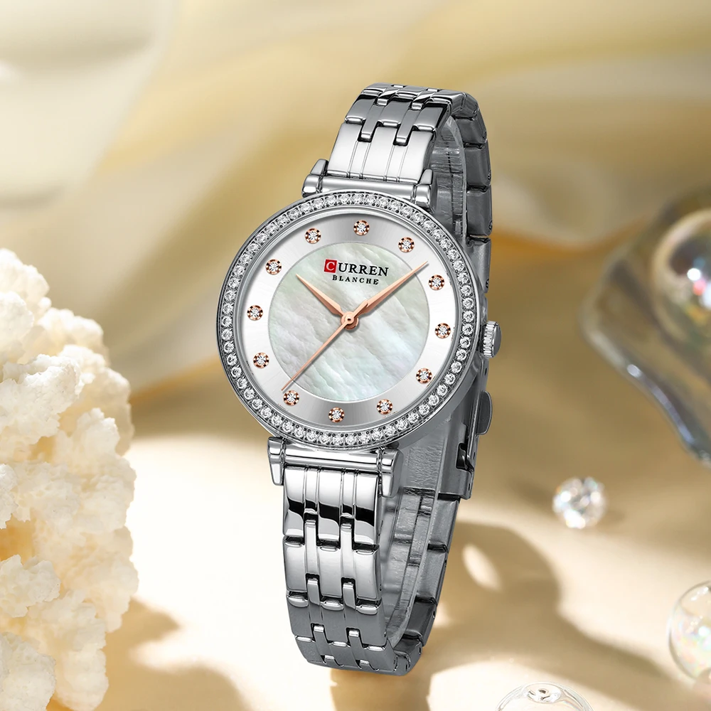 CURREN Marca De Luxo Moda Original Ladies Watch À Prova D' Água Relógio De Diamante De Aço Inoxidável Relógio Presente Relogio feminino