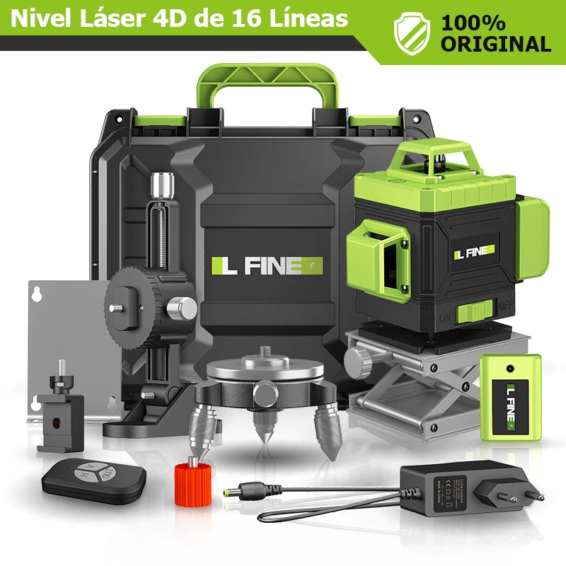 Línea láser de 16 líneas, nivel verde, Línea Verde, nivel automático 360, Horizontal y Vertical, Rayo Verde ultrapotente, multifunción